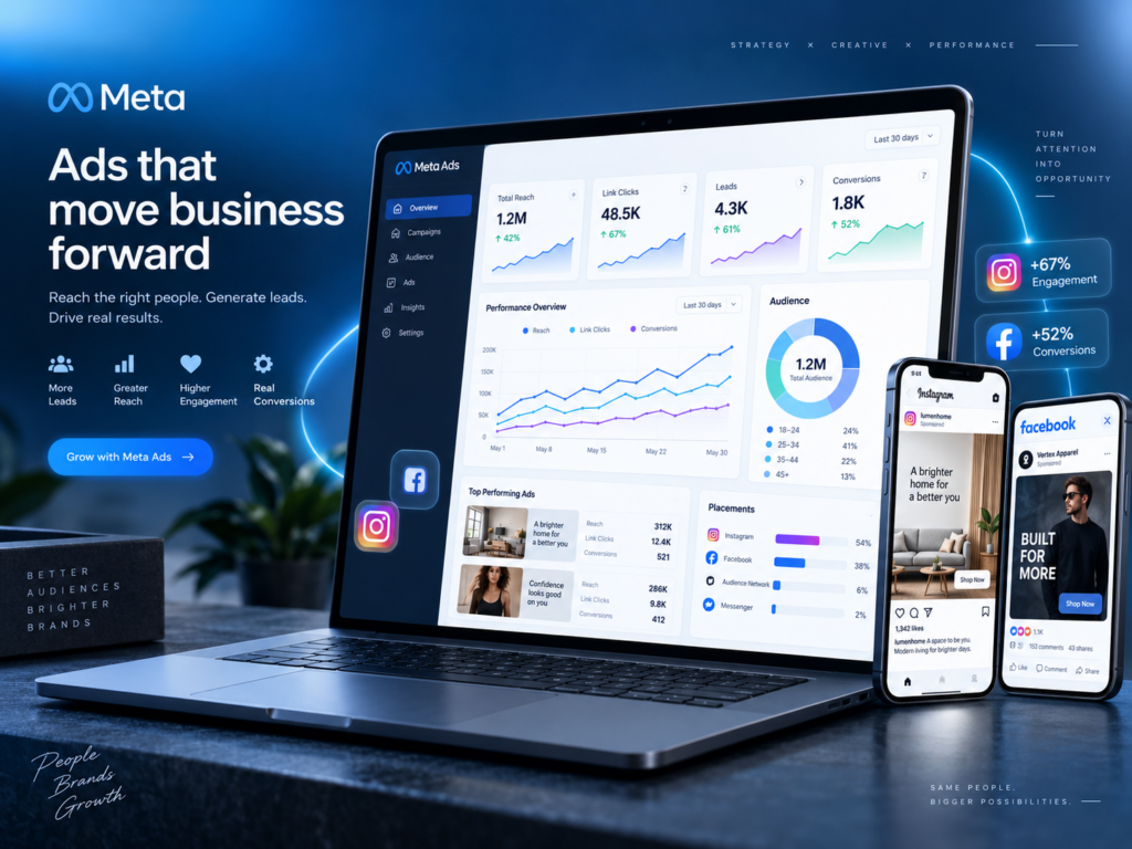 Meta Ads campaign dashboard for Facebook and Instagram advertising