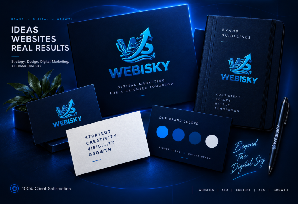 Logo design and branding services showing professional brand identity assets